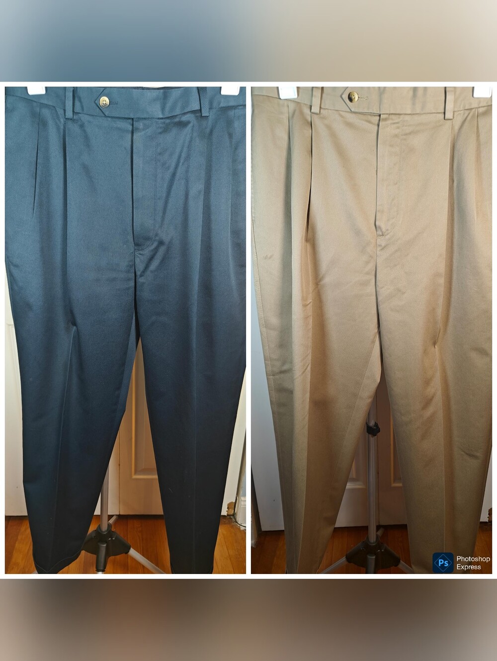 Bundle Of 2 Jos. A. Bank Heavyweight Pleated And Cuffed Chinos Khaki